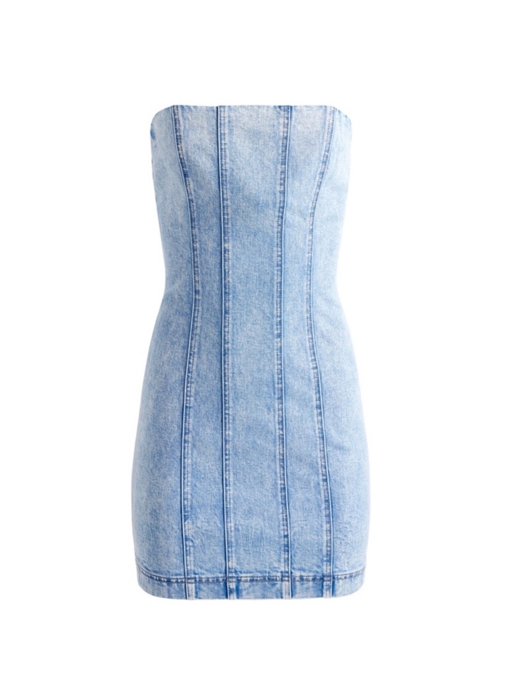 New! Alice + Olivia Palmer Strapless Bodycon Denim Mini Dress - Picture 5 of 11